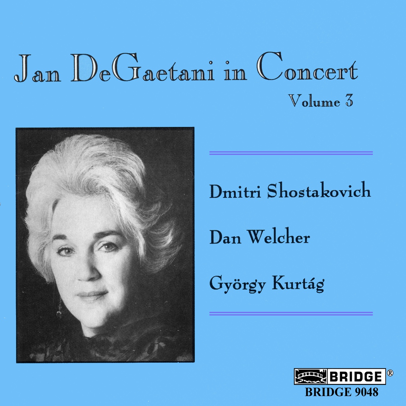 Cover: JAN DEGAETANI IN CONCERT VOLUME 3