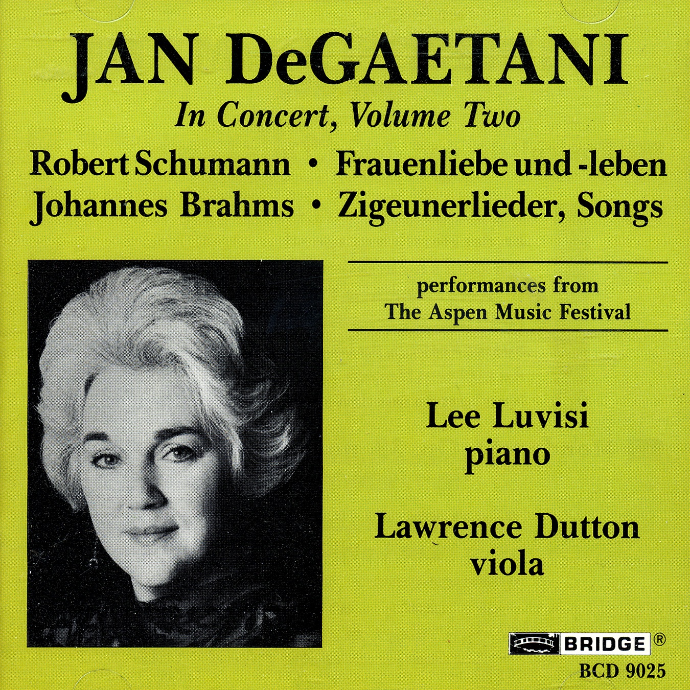 Cover: JAN DEGAETANI IN CONCERT, VOLUME TW