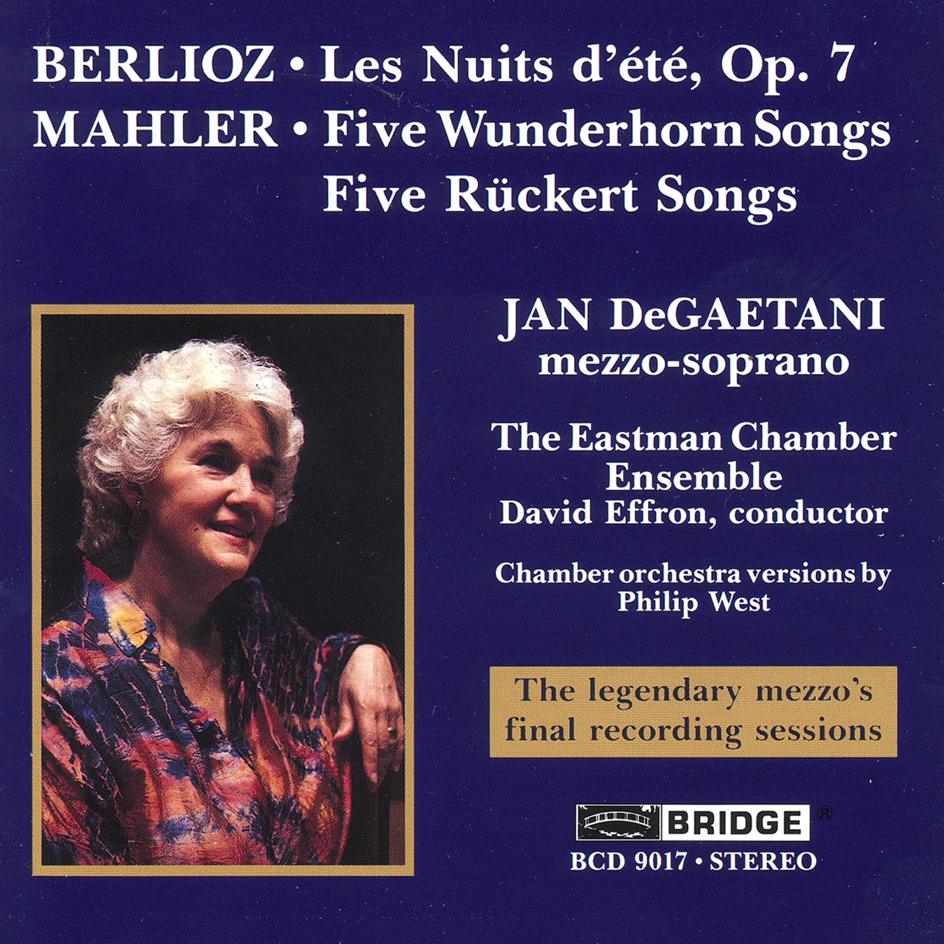 Cover: JAN DEGAETANI SINGS BERLIOZ, MAHLER