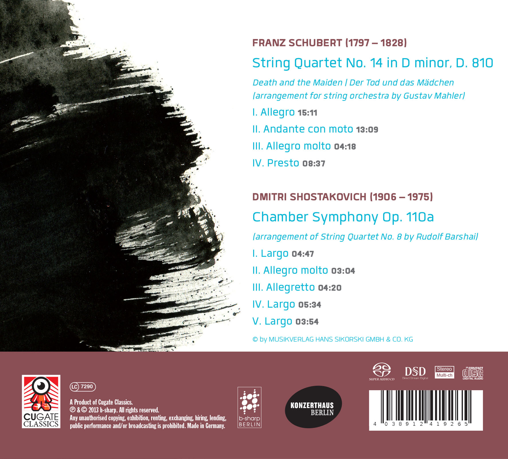 Cover: String Quartet No. 14 in D minor, D. 810 / Chamber Symphony Op. 110a