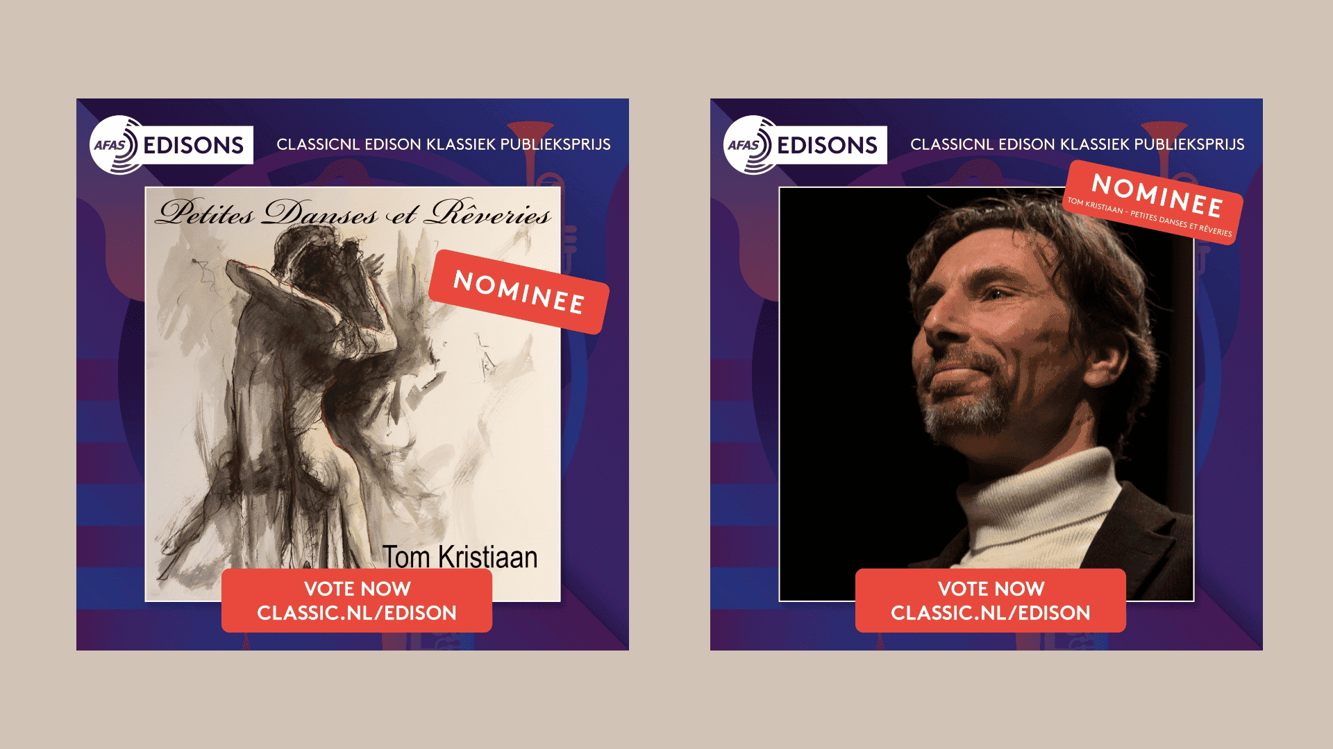 Belgische pianist Tom Kristiaan genomineerd voor de Edison Klassiek  Publieksprijs